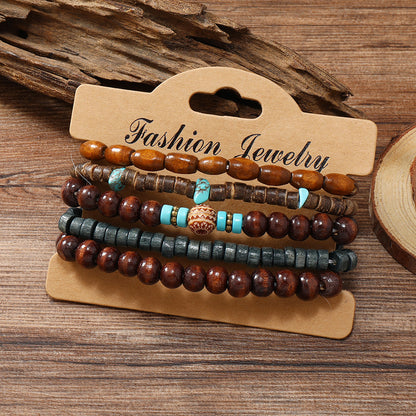 Unisex Retro N Ethnic Wooden Bead Bracelet