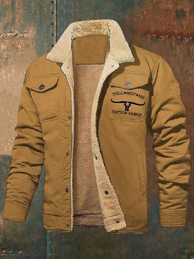 Men's retro western winter fleece jacket