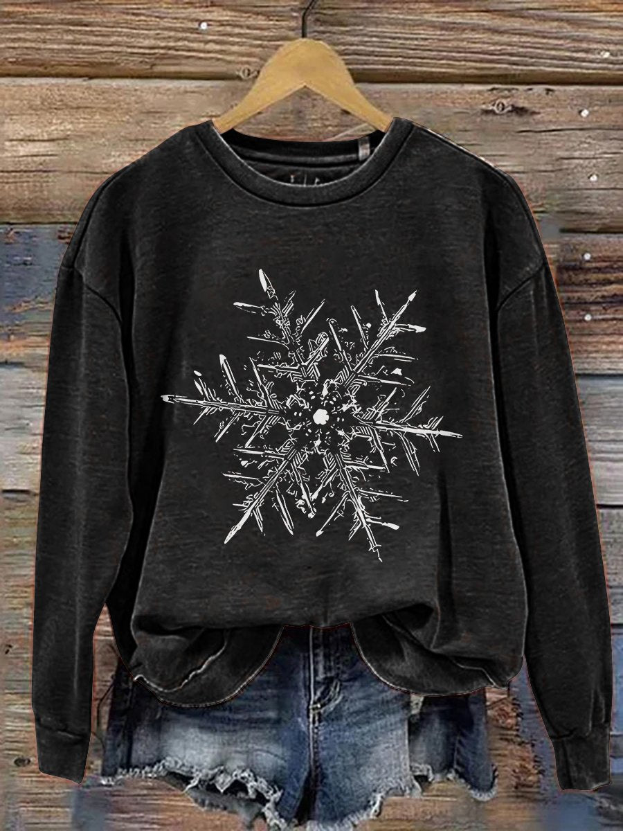 Snowflake Winter Christmas Print Casual Sweatshirt