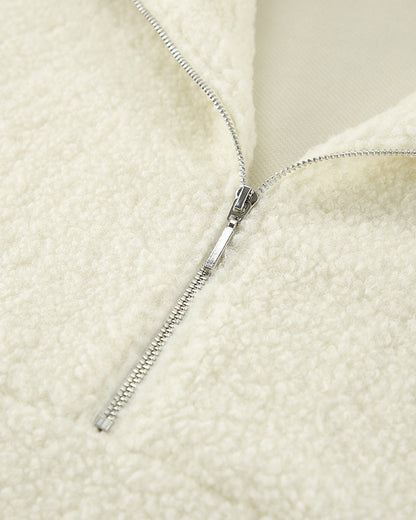 Knitted Casual Lambswool Small Stand Collar Plush Sweatshirt