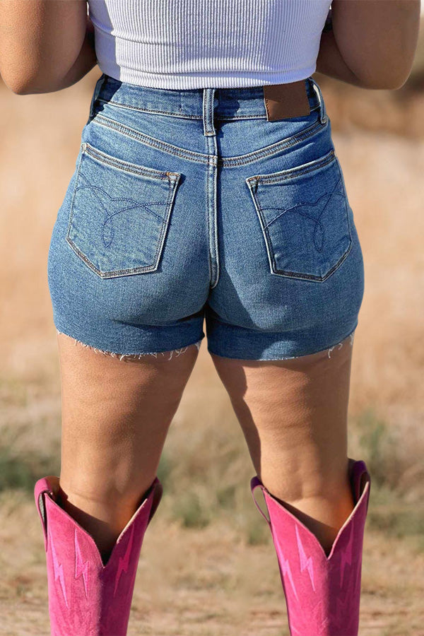 Vintage Washed High Waist Denim Shorts