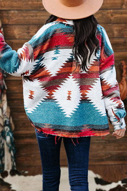 Retro Loose Western Aztec Print Short Jacket