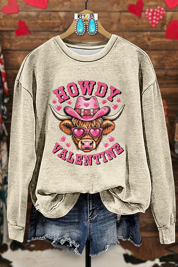 Vintage Western Valentine's Day Print Sweatshirt