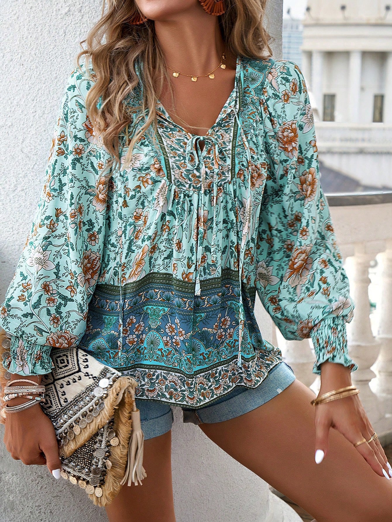 Elara Boho Floral Blouse