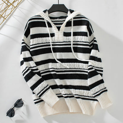 Audrey Striped Knit Hoodie