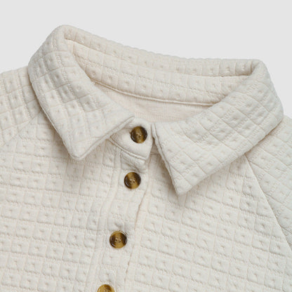 Elena Waffle-Knit Button Pullover