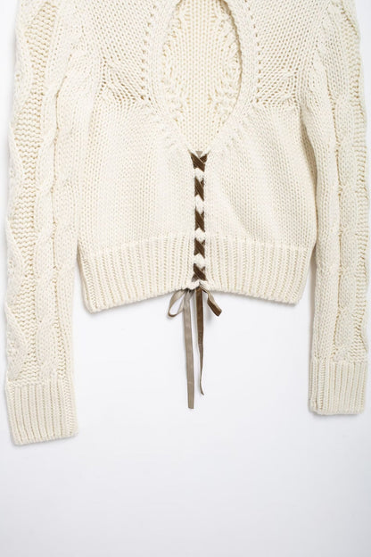 Isabella Open-Back Cable Knit Sweater