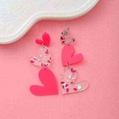 Valentine's Day Sequin Gradient Irregular Heart Earrings