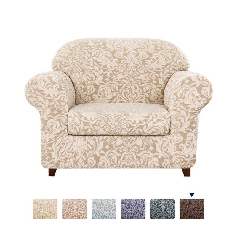 4 Sizes Exquisite Jacquard Floral Pattern Premium Elastic Sofa Cover Includes Separate Seat Covers