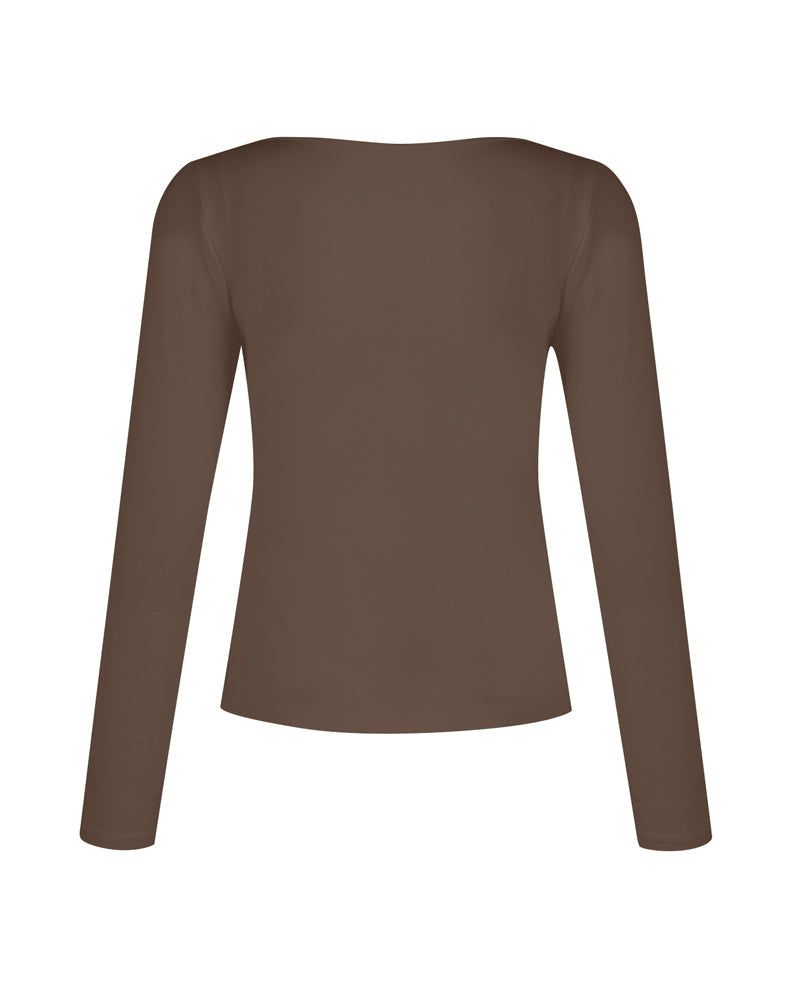 V-Neck Long-Sleeved Slim-Fit Versatile T-Shirt Top