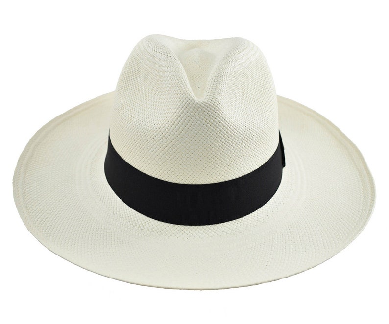 Original Panama Hat - Custom Band Color - Wide Brim Summer Fedora - White Toquilla Straw - Handwoven in Ecuador - EA - HatBox Included-FREE SHIPPING