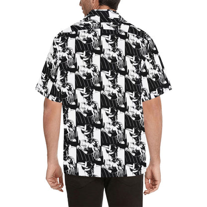 Black White Cowboy Men's Camp Shirt