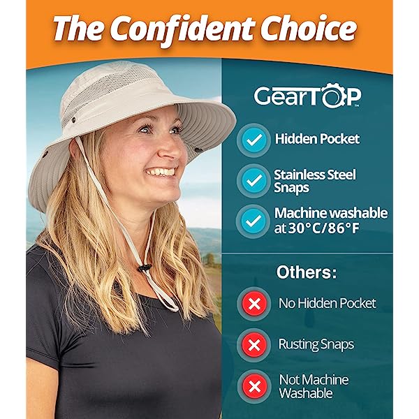 Fishing Hat UPF 50+ Wide Brim Sun Hat for Men and Women, Mens Bucket Hats with UV Protection for Hiking Beach Hats