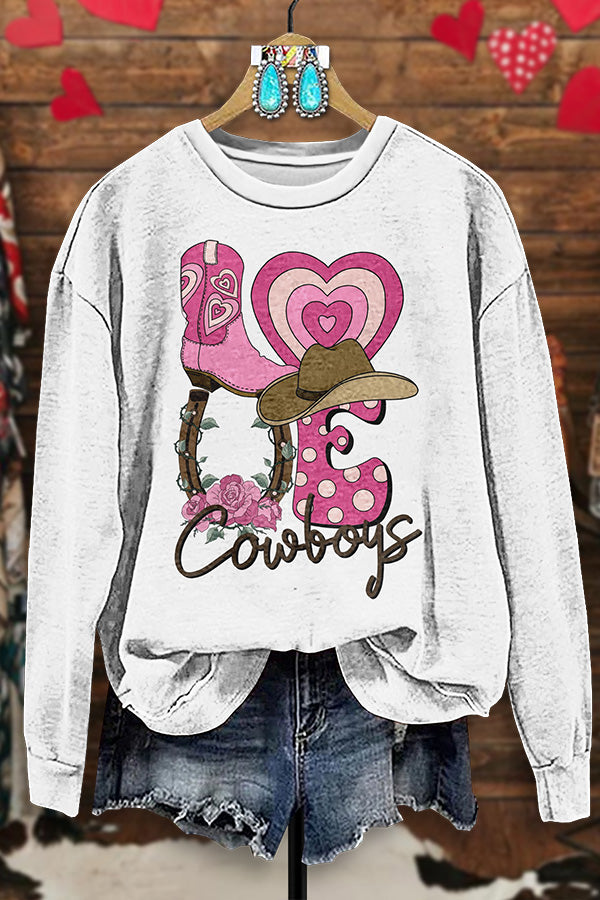 Vintage Western Valentine's Day Print Sweatshirt