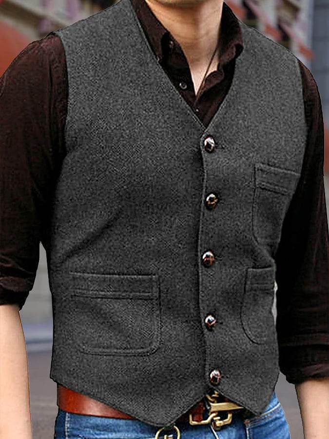 Fashion Temperament Men's Single-Breasted Slim Vest Vest