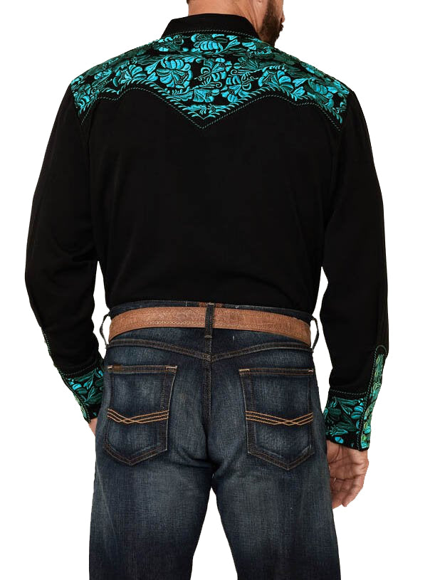 Men's Emerald Embroidered Long Sleeve Snap Western Shirt