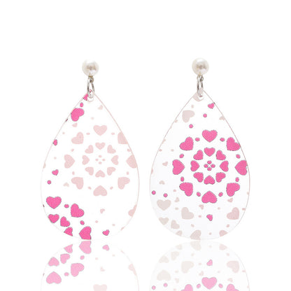 Valentine's Day Hearts Print Teardrop Earrings