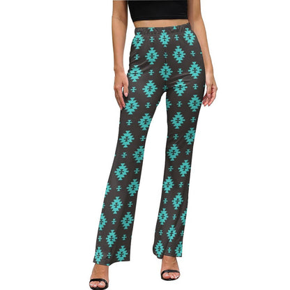 Charcoal Turquoise Aztec Flare Pants