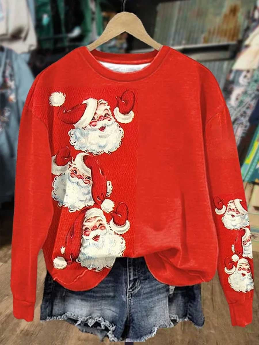 Christmas Cute Santa Claus Print Casual Sweatshirt