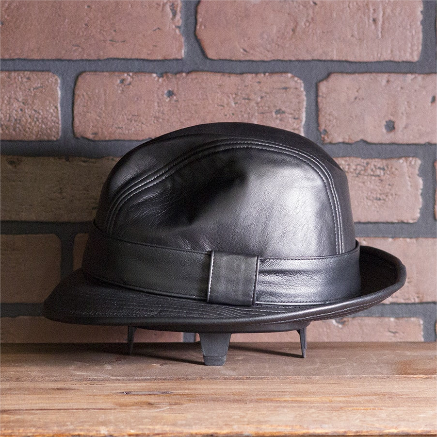 Mickey O'Neil hat / Fedora Leather Hat-BRAD PITT SAME STYLE