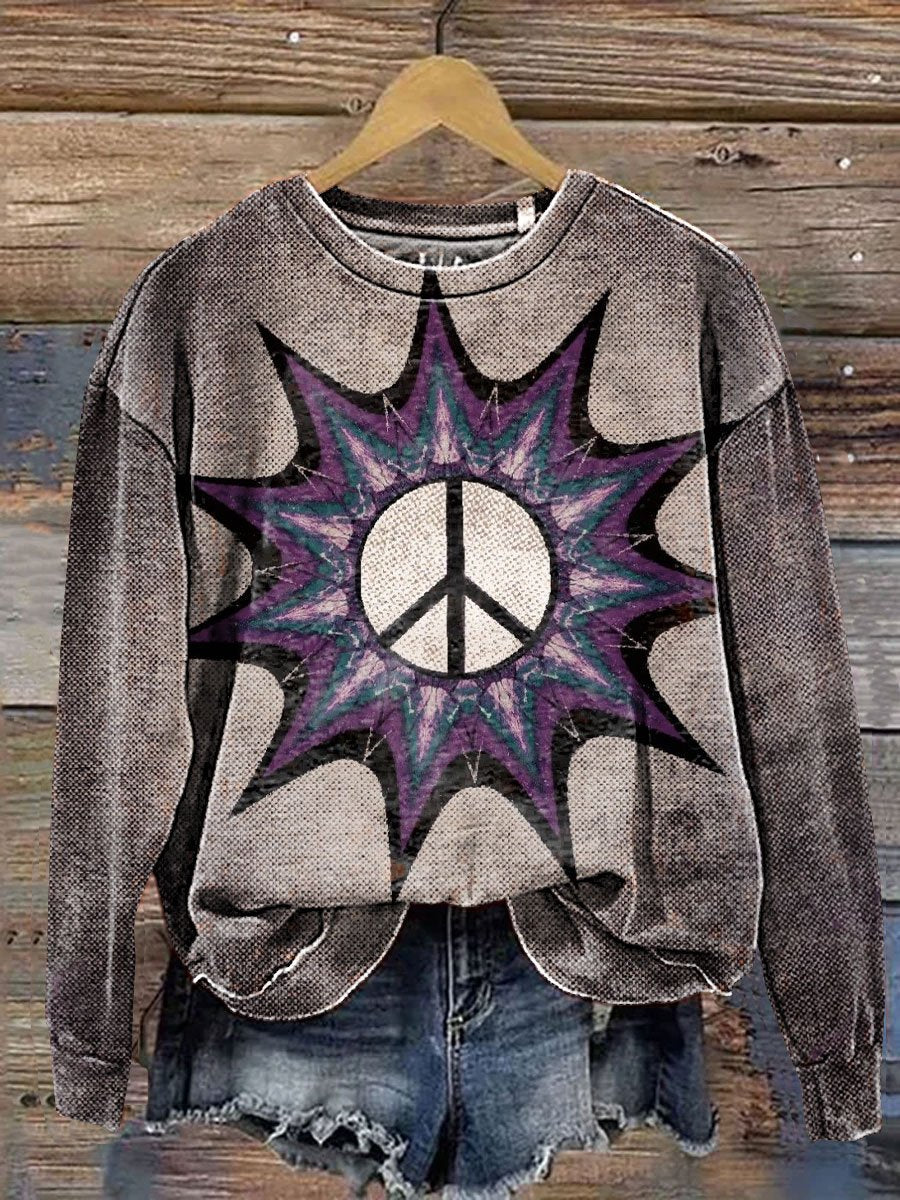 Love And Peace Art Print Casual Sweatshirt