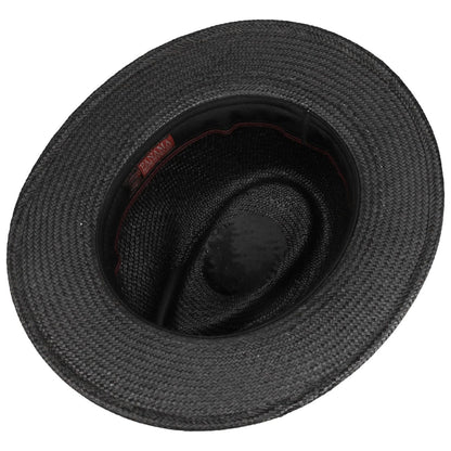 GERO HANDMADE STRAW PANAMA HAT-BLACK