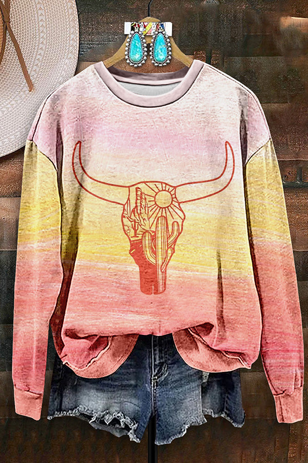 Retro Bull Head Gradient Sweatshirt