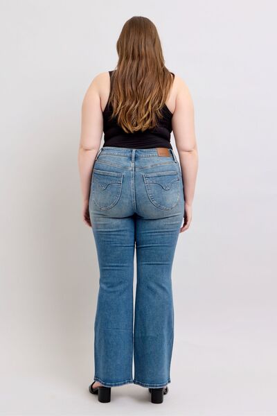 Judy Blue MR Tummy Control Vintage Wash Flare Bell Bottom Jeans