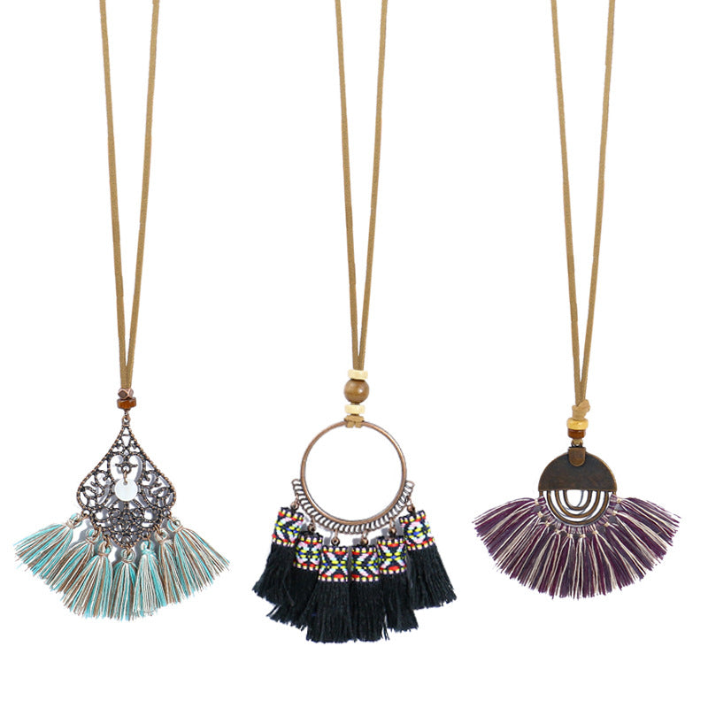 Women's Bohemian Tassel 3-pack Necklace