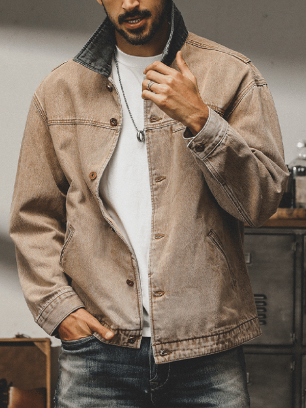 Men's Vintage Western Washed Denim Jacket