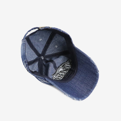 Men & Women Baseball Cap/Distressed denim Outdoor Fitted Hat