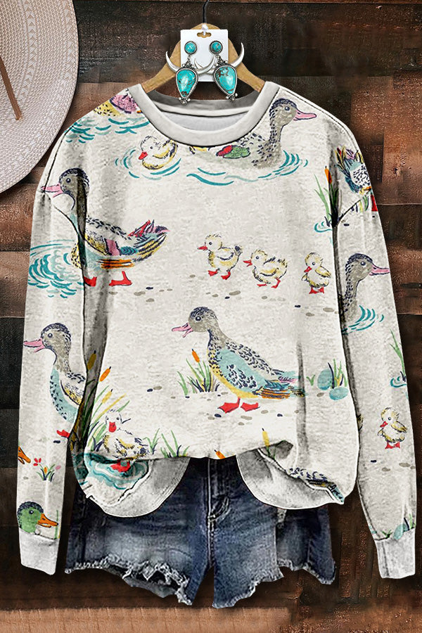 Retro Cute Duck Sweatshirt