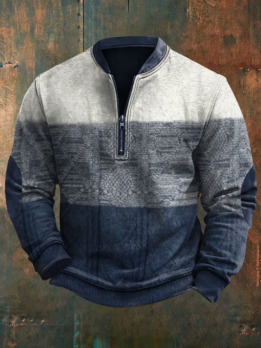 Men's Retro Solid Color Casual Pullover