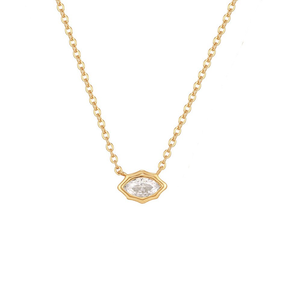 Women's Zircon Oval Round Pendant Necklace