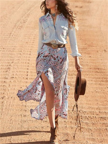 Women's Western Shirt Panel Dress