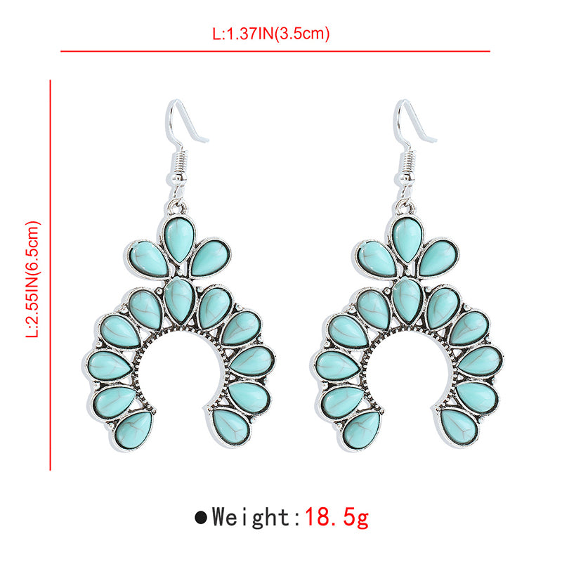 Vintage Turquoise Fan-shaped Earrings