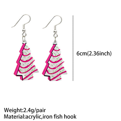 Pink Christmas Tree Chic Earrings