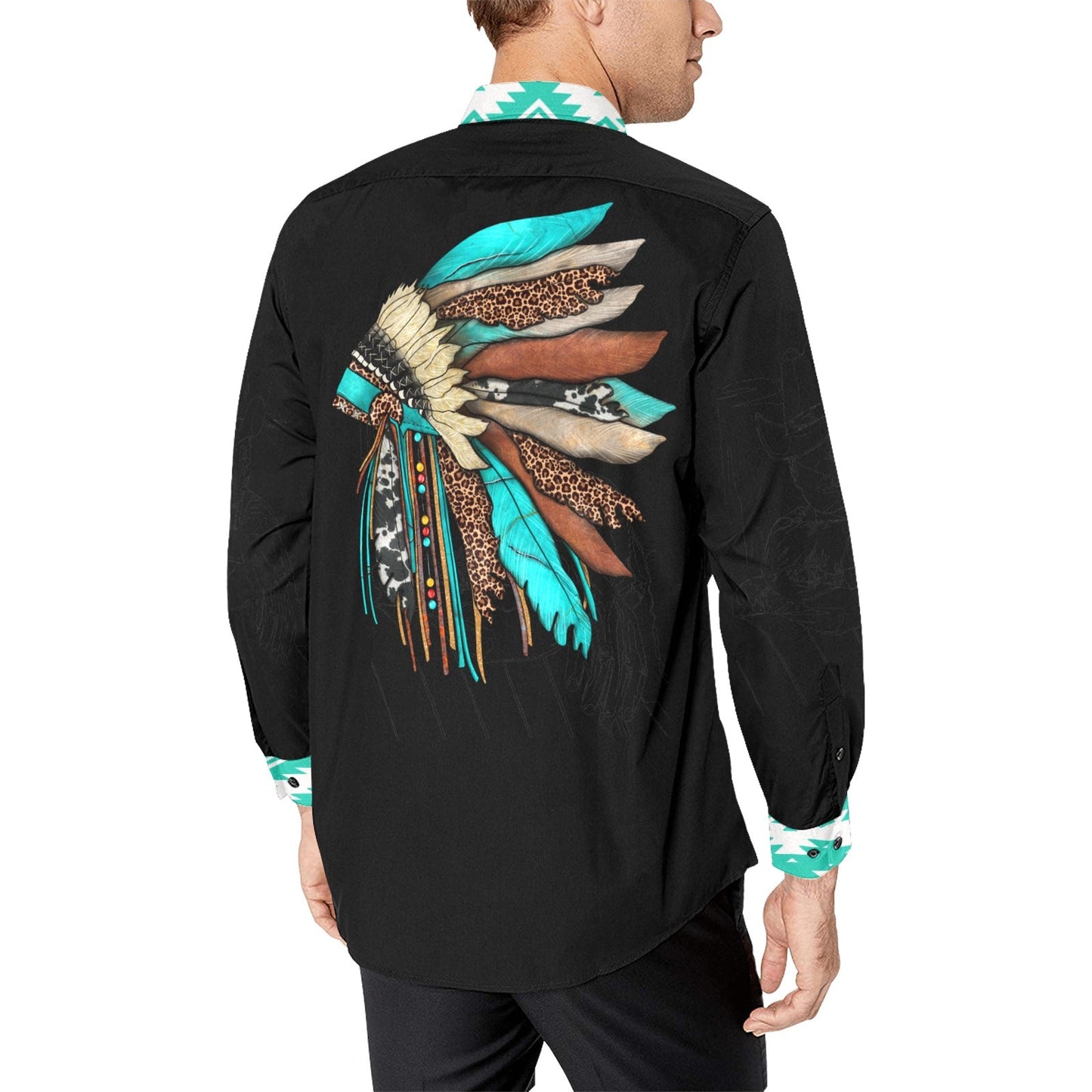 Indian Headdress Unisex Western Button UP Shirt