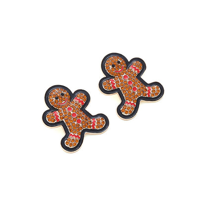 Cute Colored Alloy Christmas Gingerbread Man Earrings