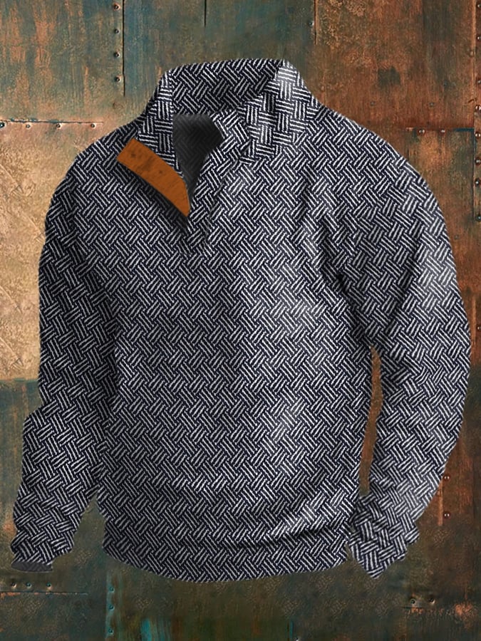 Men's Retro Western Stand Collar Sweatshirt