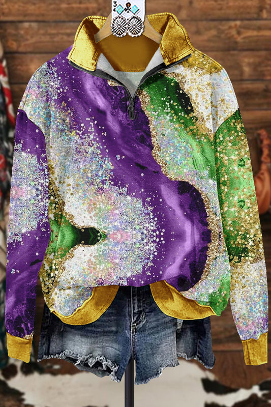 Elegant Contrast Mardi Gras Sweatshirt