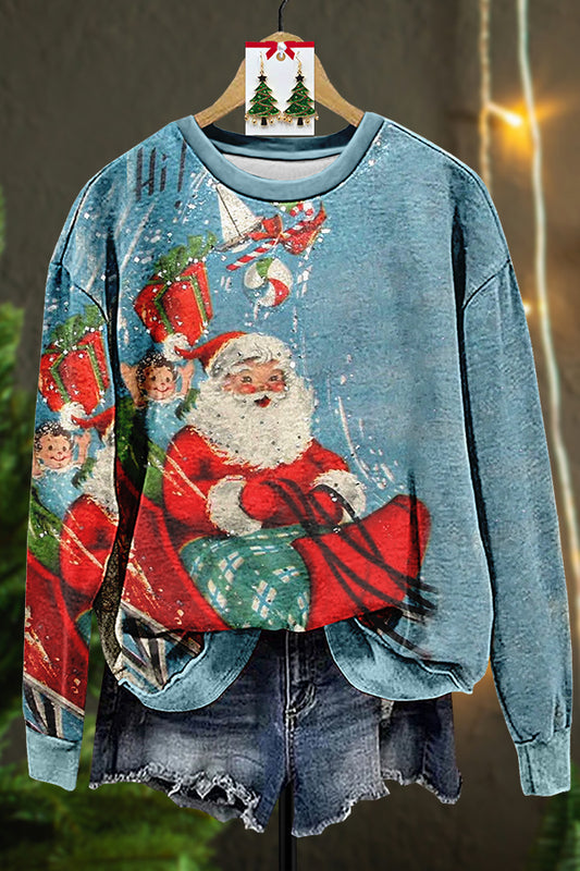 Retro Ugly Christmas Santa Claus Ski Gift Sweatshirt