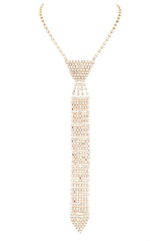 Rhinestone Neck Tie Necklace choice of colors