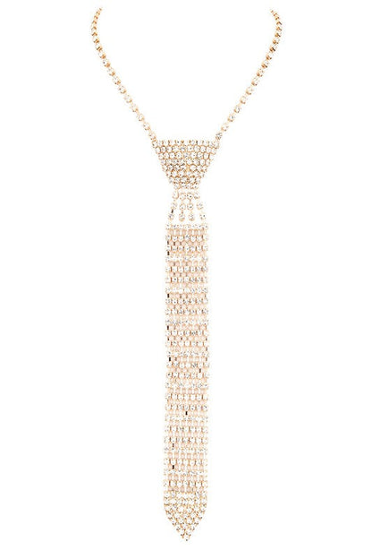 Rhinestone Neck Tie Necklace choice of colors