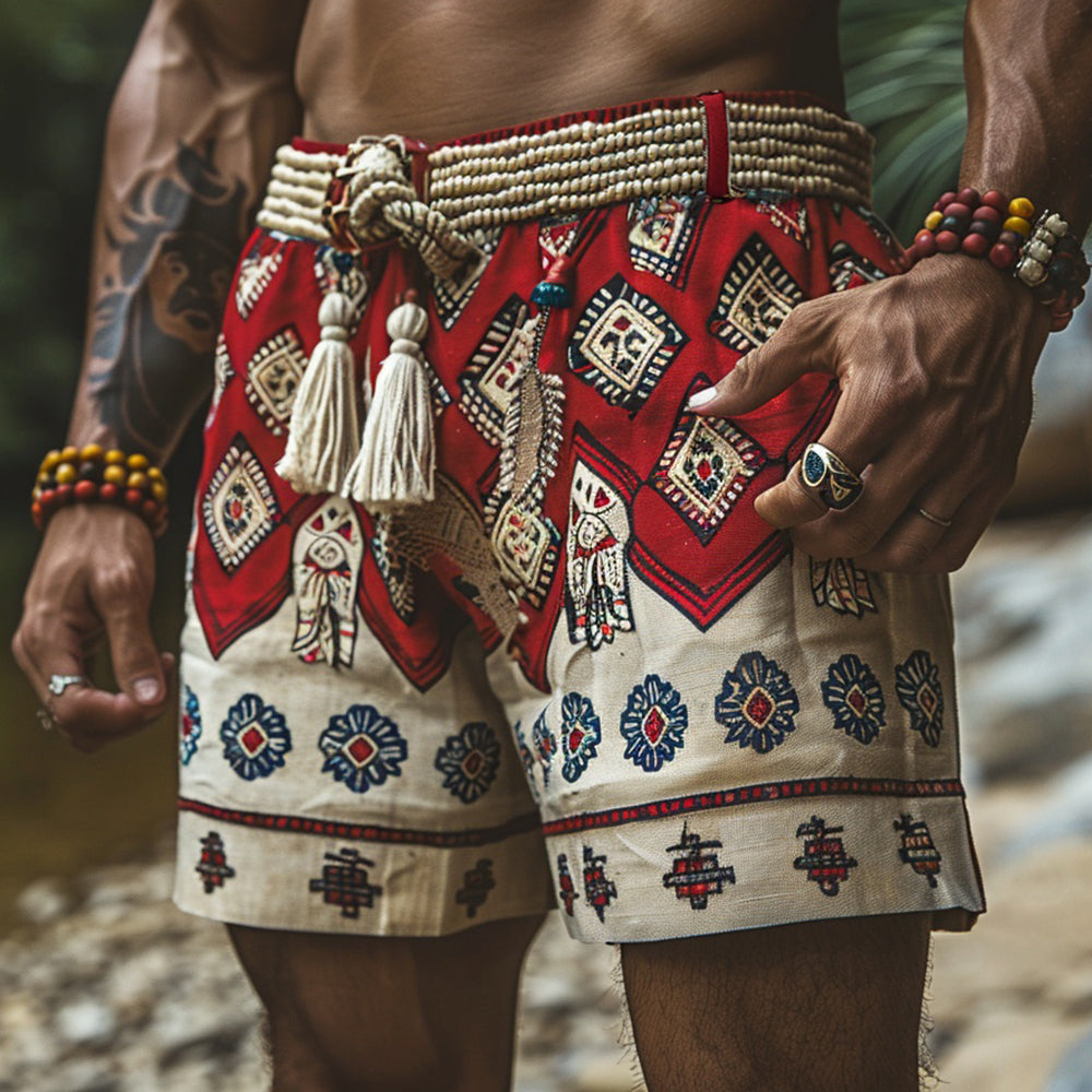 Retro Casual Ethnic Style Shorts Style Shorts Without Belt