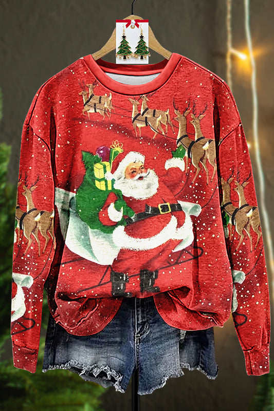 Retro Ugly Christmas Santa Claus Reindeer Sweatshirt