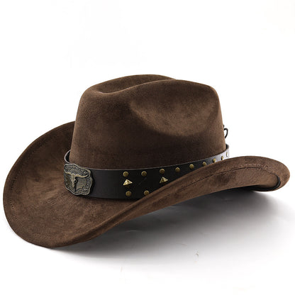 Men's Vintage Western Cowboy Hat Knight Woolen British Felt Hat