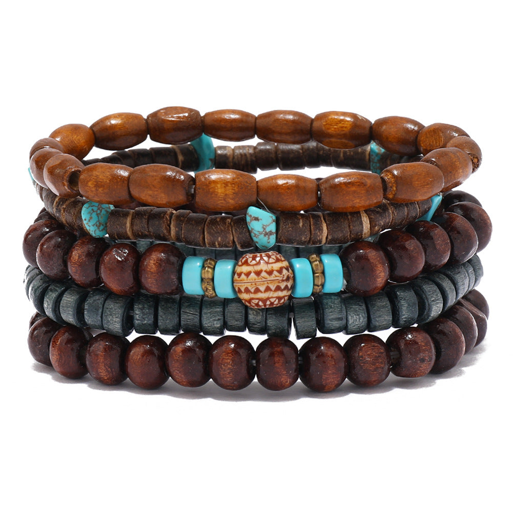 Unisex Retro N Ethnic Wooden Bead Bracelet