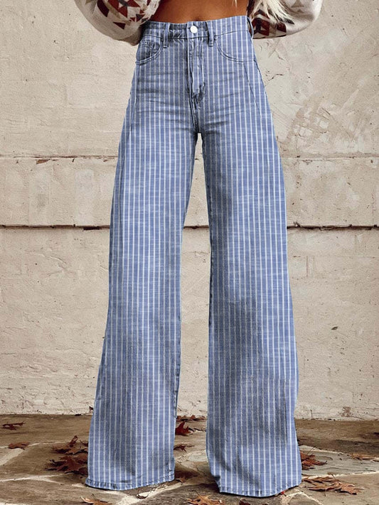 Women's Retro Classic Striped Wide Leg Pants