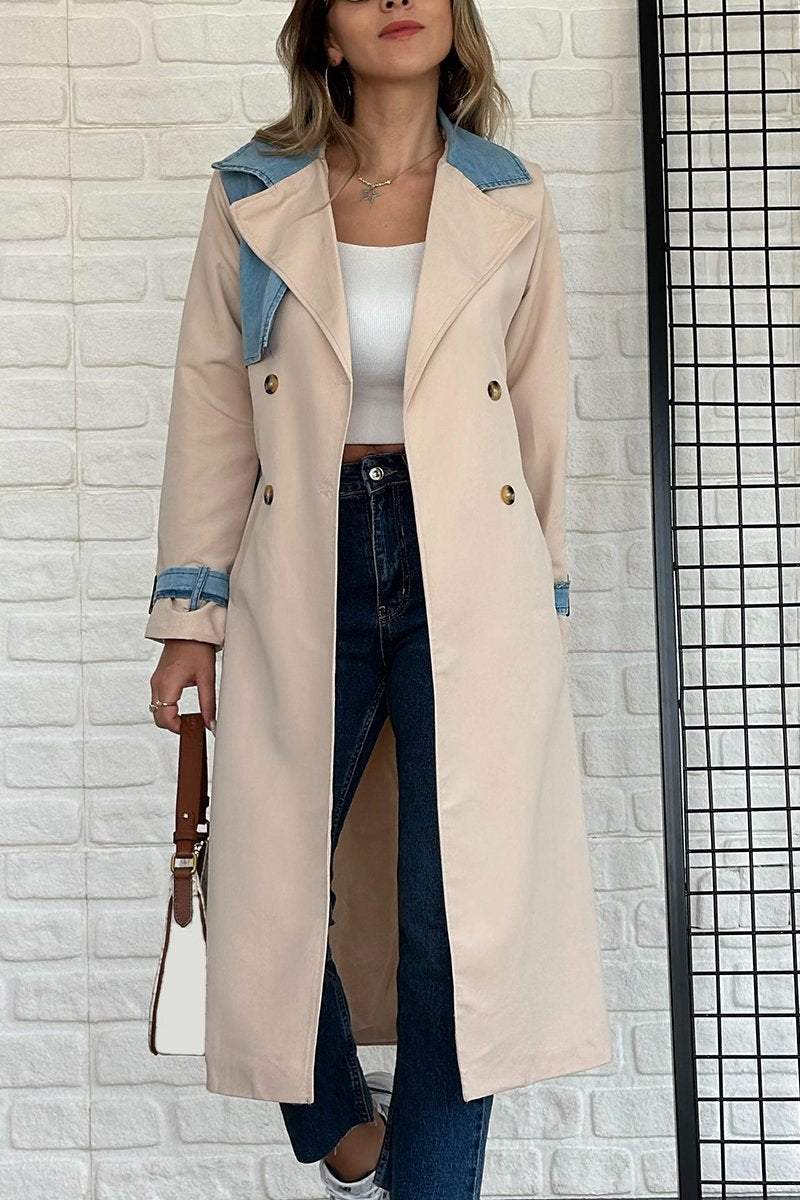 Women's Elegant Colorblocked Long Coat